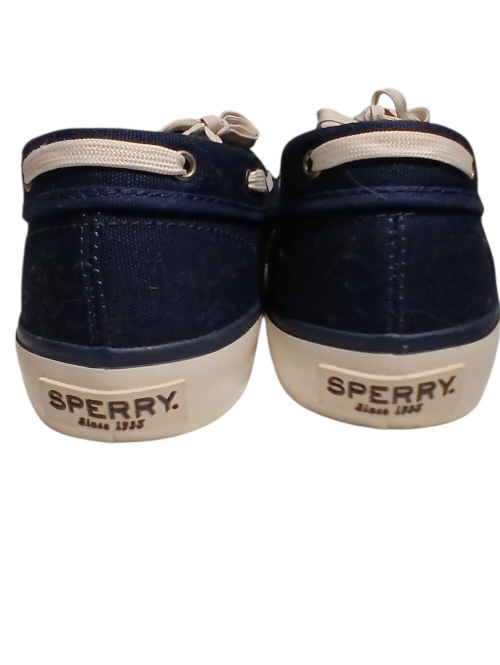 SPERRY Mens Navy Blue W White Laces Sz 8.5 - Picture 7 of 9